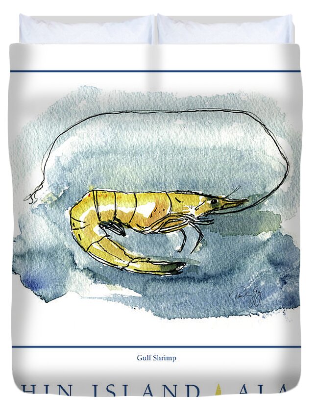 Shrimp Duvet Cover featuring the digital art Dauphin Island, Alabama by Paul Gaj