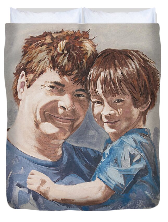 Original Oil Portrait Duvet Cover featuring the painting Dave Daven by Rob Owen