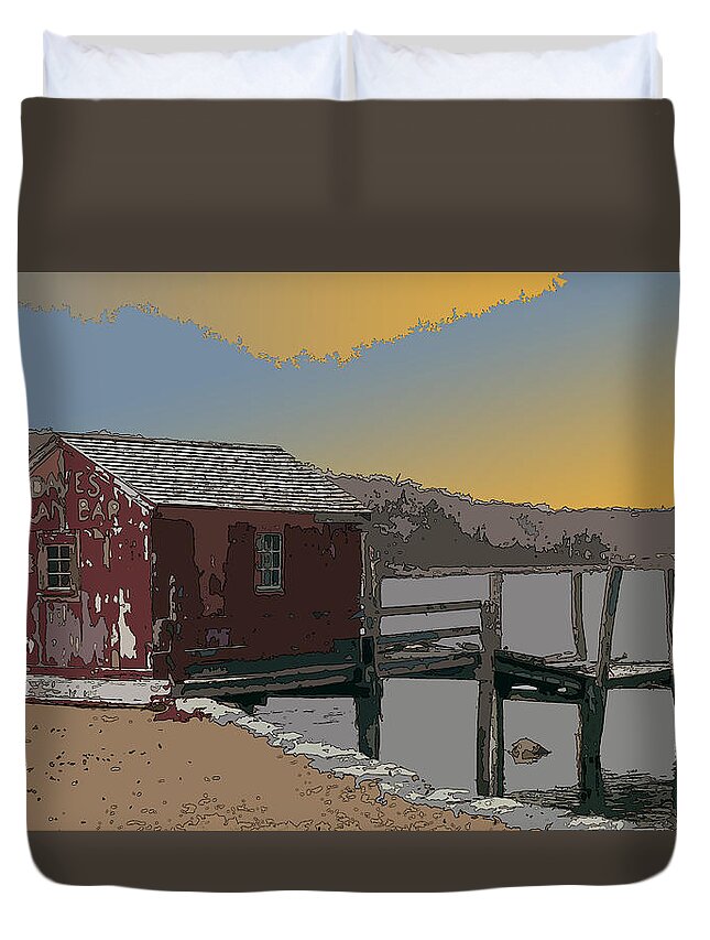 Bay Side Duvet Cover featuring the photograph Dave's Clam Bar by James Rentz