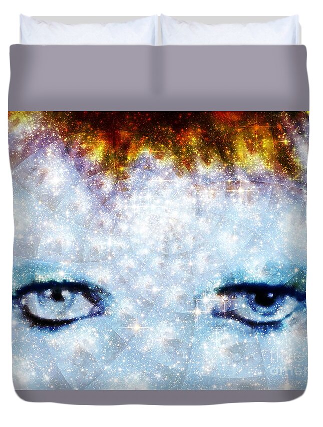 David Bowie Duvet Cover featuring the digital art David Bowie / Stardust by Elizabeth McTaggart