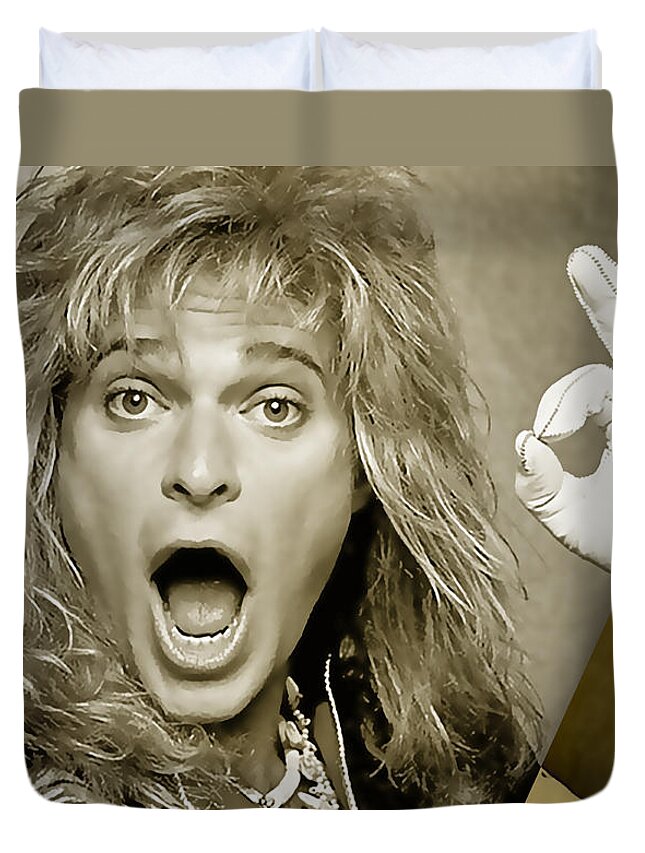 David Lee Roth Duvet Cover featuring the mixed media David Lee Roth Collection by Marvin Blaine
