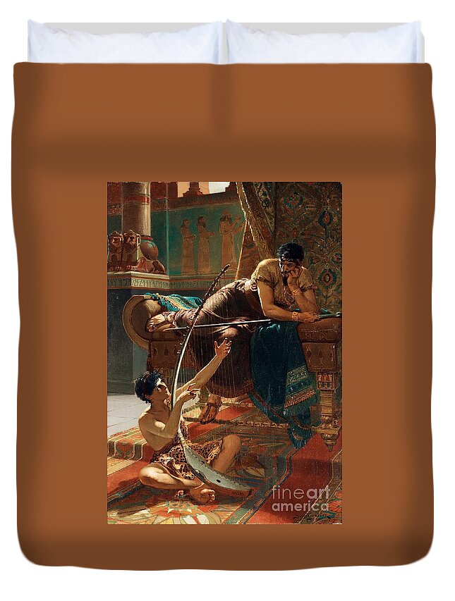 Julius Kronberg Duvet Cover featuring the painting David Och Saul by MotionAge Designs