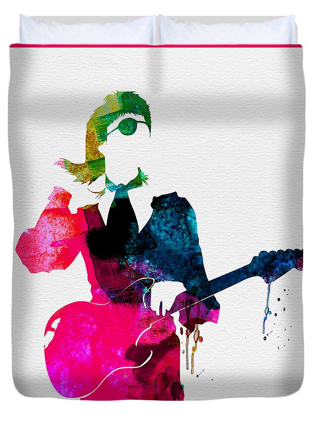 David Bowie Duvet Cover featuring the painting David Watercolor by Naxart Studio