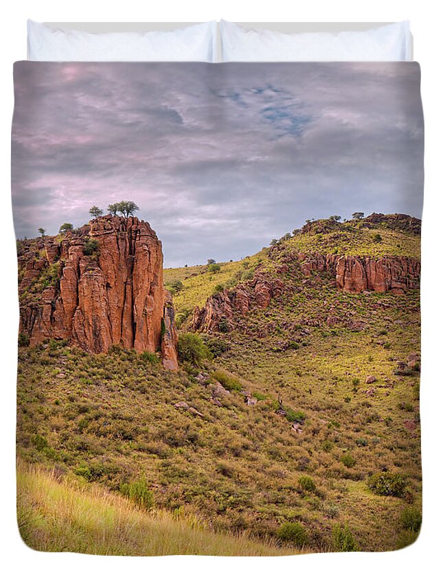 Davis Mountains Duvet Cover featuring the photograph Davis Mountains State Park Rocky Outcrop from the Indian Lodge Trail - Jeff Davis County West Texas by Silvio Ligutti