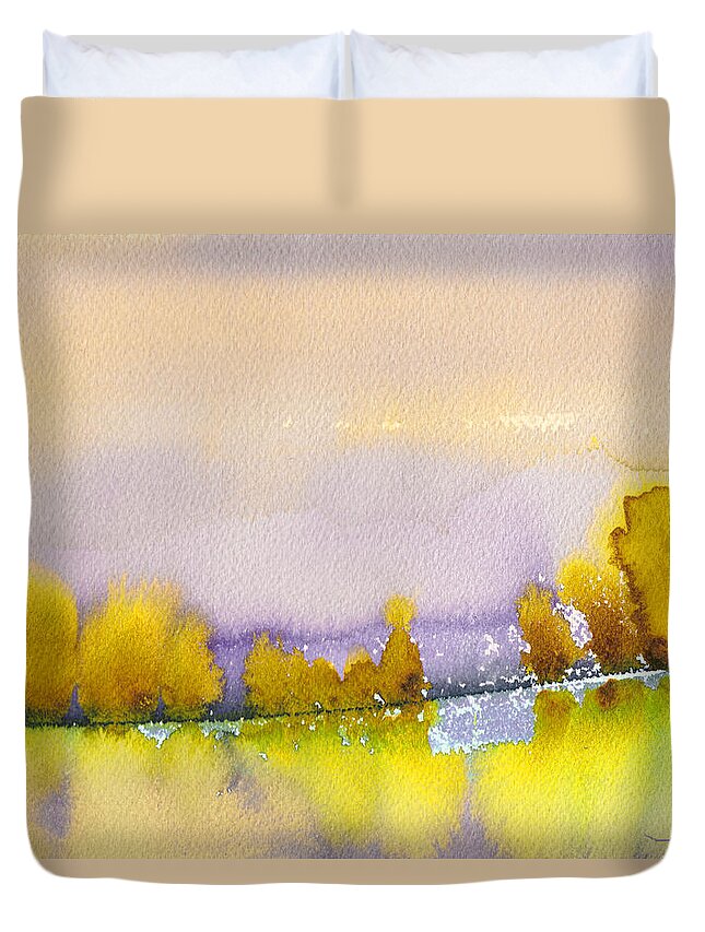 Landscapes Duvet Cover featuring the painting Dawn 11 by Miki De Goodaboom