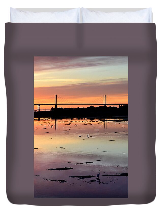 The Kessock Bridge In Inverness Just Before The Sunrise Duvet Cover featuring the photograph Dawn at Clachnaharry by Gavin MacRae