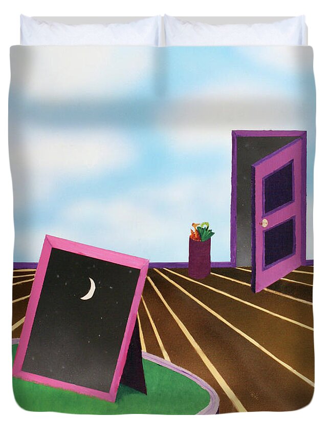 Magritte Duvet Cover featuring the painting Day by Thomas Blood