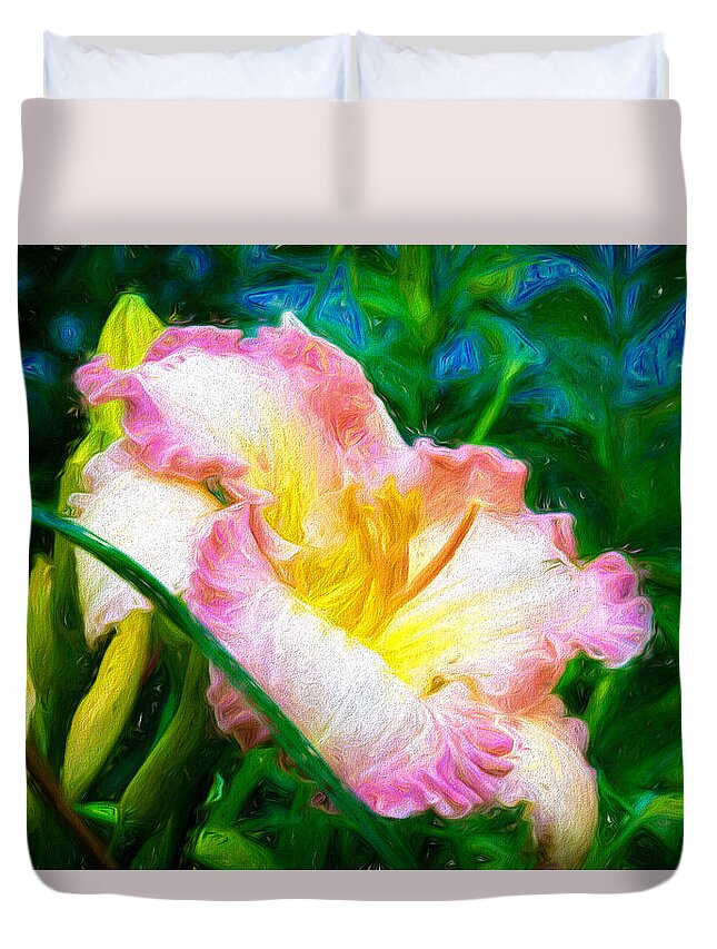 Daylily Duvet Cover featuring the photograph Daylily in Paint by Ches Black