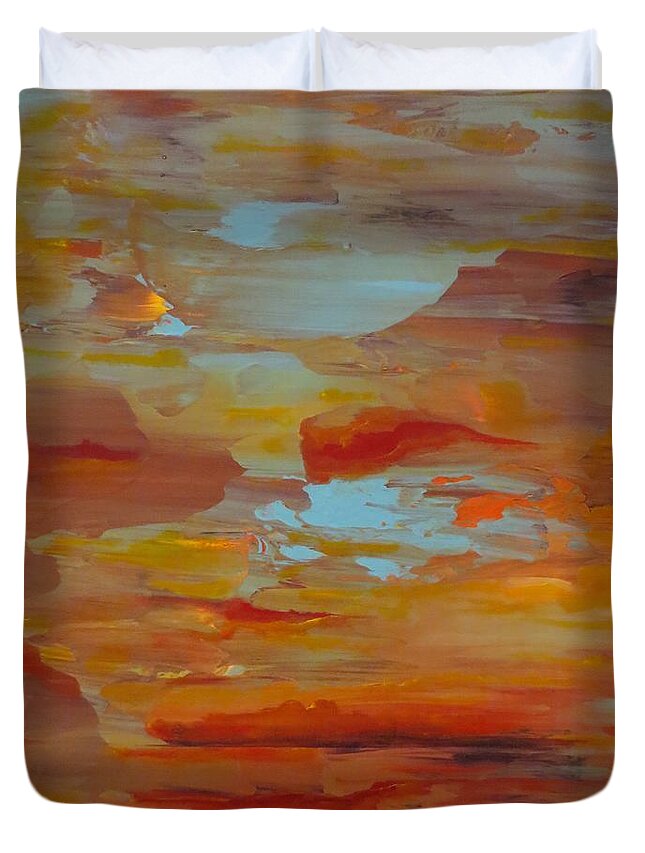 Abstract Duvet Cover featuring the painting Days End by Soraya Silvestri