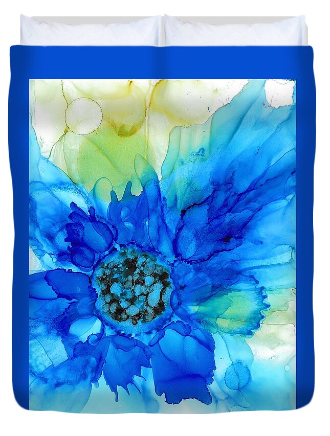 Painting Duvet Cover featuring the painting Dazzling in Blue by Louise Adams