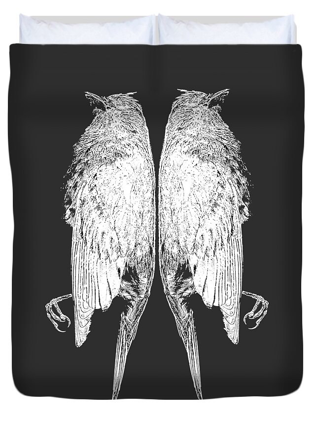 Birds Duvet Cover featuring the photograph Dead Birds Tee White by Edward Fielding