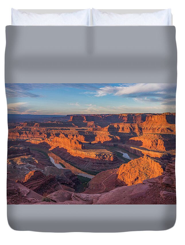 Dead Horse Point Duvet Cover featuring the photograph Dead Horse Point Sunrise Panorama by Dan Norris