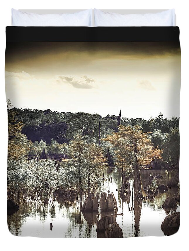 Dead Lakes Duvet Cover featuring the photograph Dead Lakes Grunge Style by Debra Forand