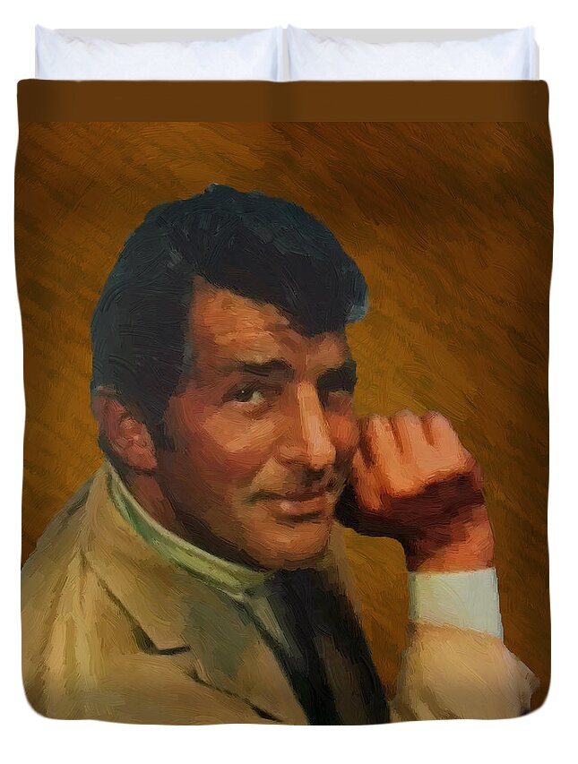 Celebrity Duvet Cover featuring the painting Dean Martin 01 by Dean Wittle