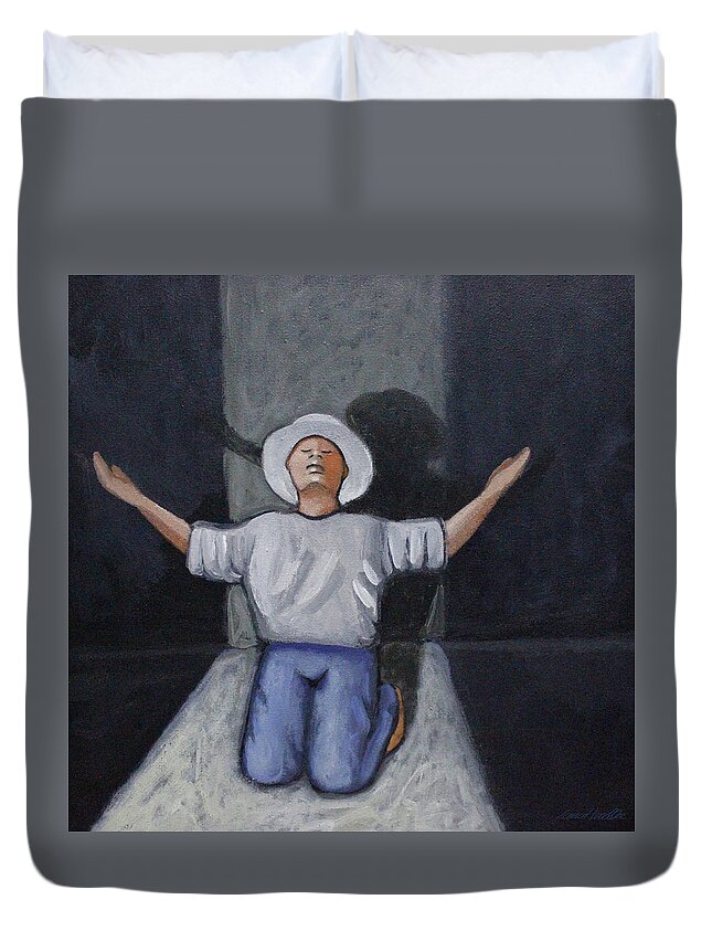 Jesus Duvet Cover featuring the painting Dear God 7 by Lance Headlee