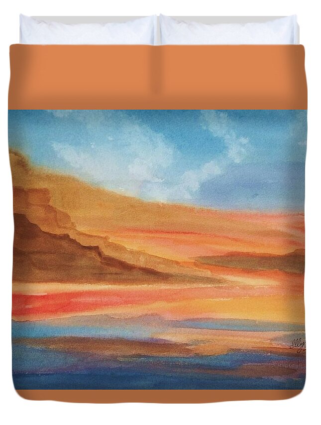 Death Valley Duvet Cover featuring the painting Death Valley by Ellen Levinson