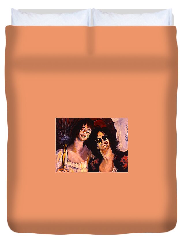 Portraits Duvet Cover featuring the painting Debbie and Kate by Les Leffingwell