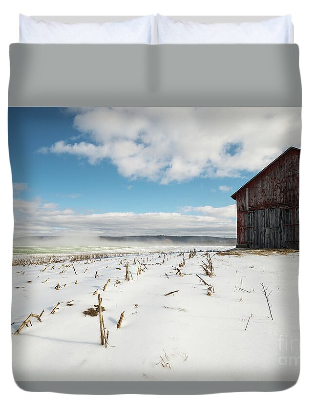 Deerfield Duvet Cover featuring the photograph December Snow, Deerfield 2015 - Winter in New England by JG Coleman