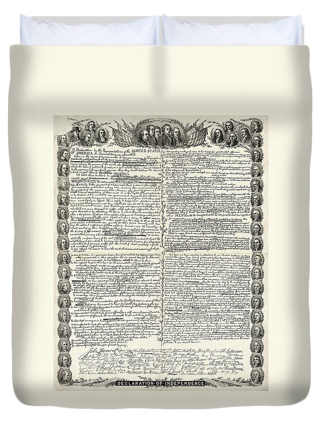 1776 Duvet Cover featuring the drawing Declaration Of Independence by Granger