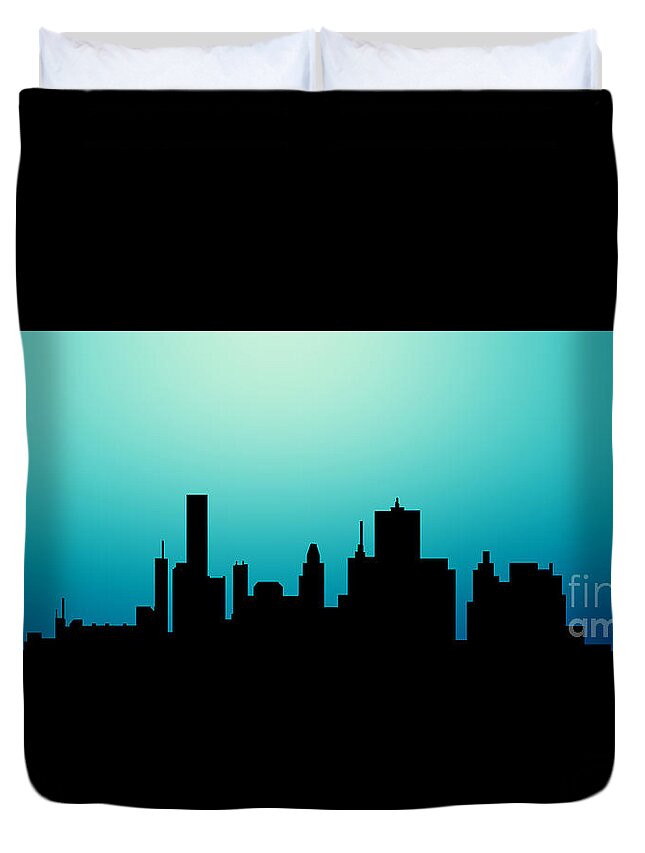 Masartstudio Duvet Cover featuring the painting Decorative Abstract Skyline Houston R1115A by Mas Art Studio