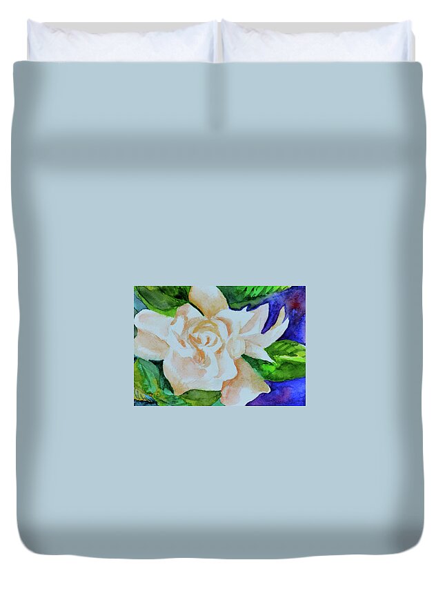 Gardenia Duvet Cover featuring the painting Deep Gardenia by Beverley Harper Tinsley