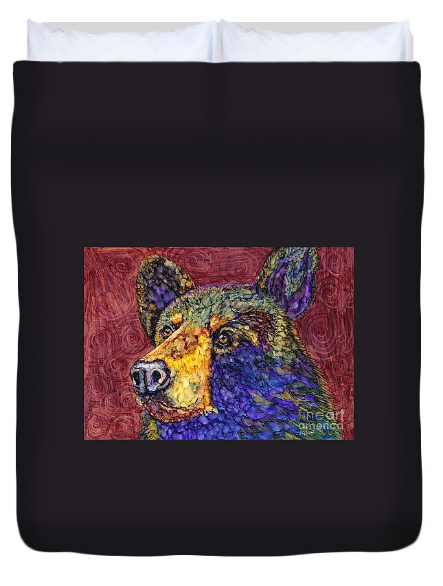 Alcohol Ink Duvet Cover featuring the painting Deep in Thought by Jan Killian