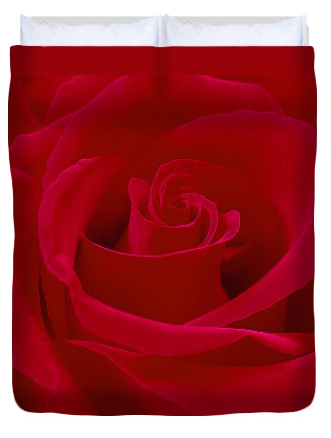 Red Rose Duvet Cover featuring the photograph Deep Red Rose by Mike McGlothlen