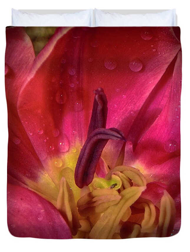 Tulip Duvet Cover featuring the photograph Deep Within by Judy Hall-Folde