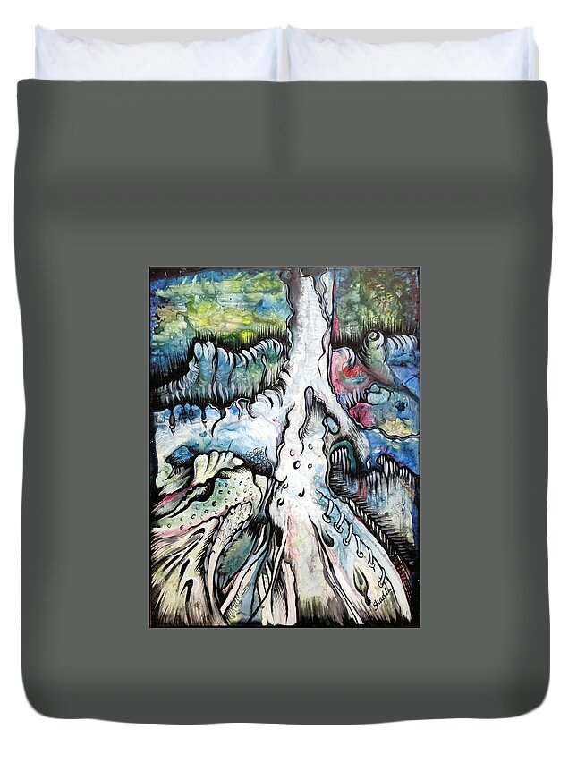 Tree Duvet Cover featuring the painting Deeply Rooted III by Shadia Derbyshire