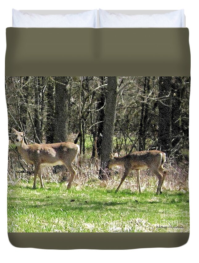 Photography Duvet Cover featuring the photograph Deer at Lakewood by Kathie Chicoine