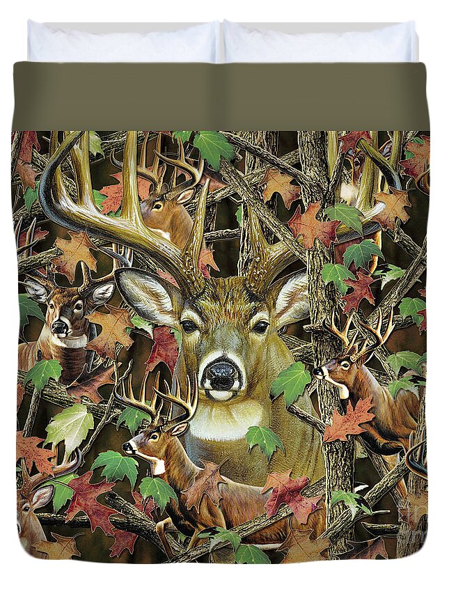 Jq Licensing Duvet Cover featuring the painting Deer Camo by JQ Licensing Cynthie Fisher