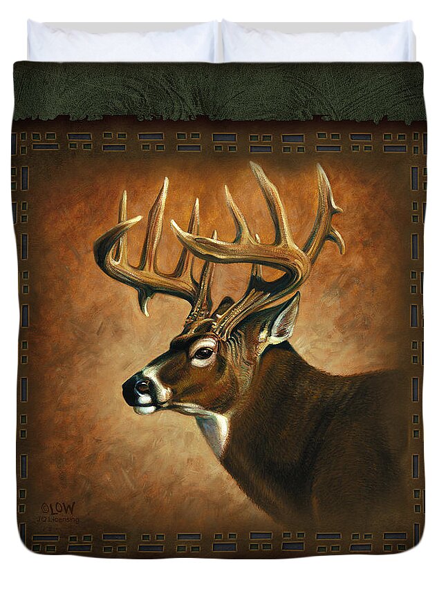 Wildlife Duvet Cover featuring the painting Deer Lodge by JQ Licensing