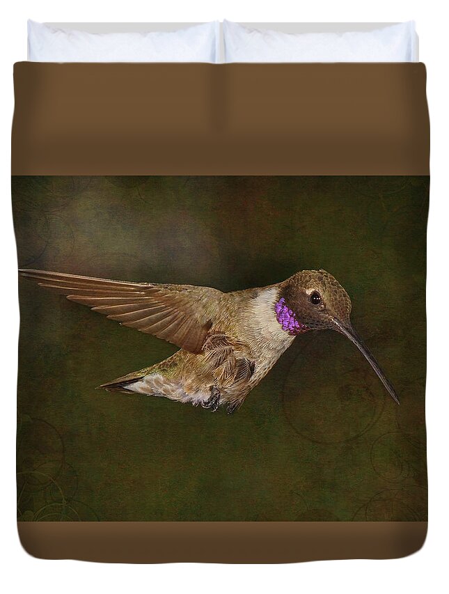 Black-chinned Hummingbird Duvet Cover featuring the photograph Defending His Homestead by Theo O'Connor