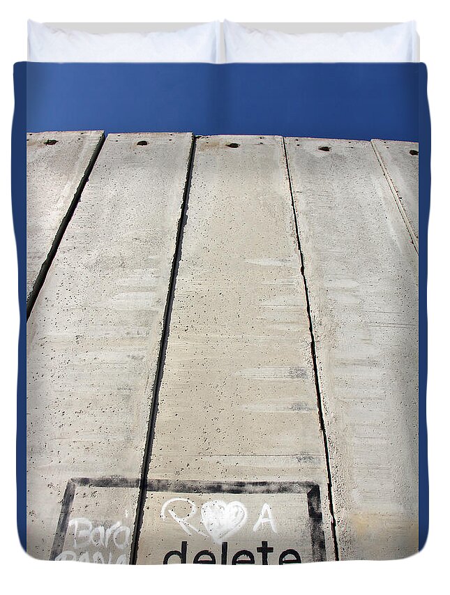 Apartheid Wall Duvet Cover featuring the photograph Delete by Munir Alawi