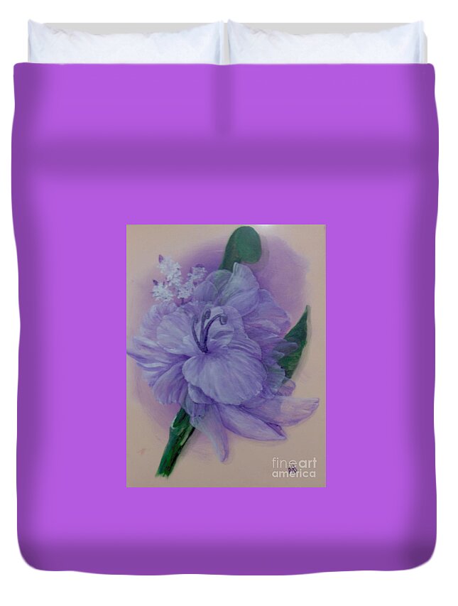 Flower Duvet Cover featuring the painting Delicacy by Saundra Johnson