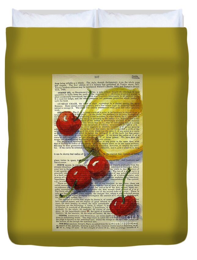 Cherries With Lemon Duvet Cover featuring the painting Delighting the Senses by Maria Hunt