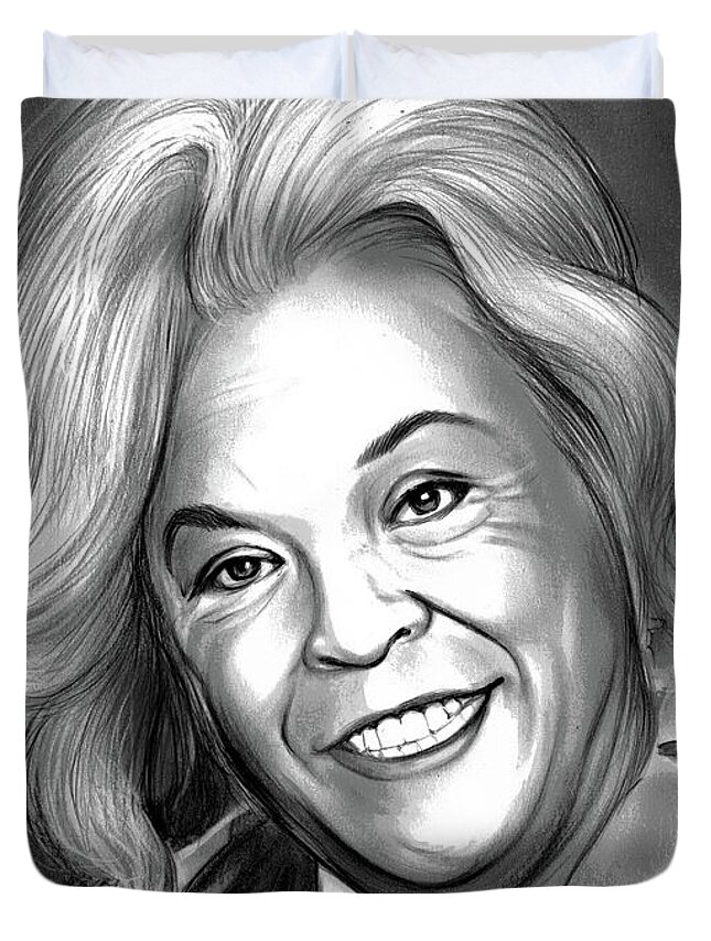 Tribute Duvet Cover featuring the drawing Della Reese by Greg Joens