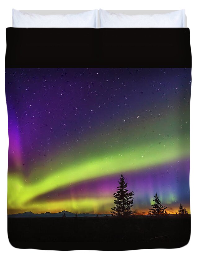 Alaska Duvet Cover featuring the photograph Denali Aurora Dawn by Sylvia J Zarco