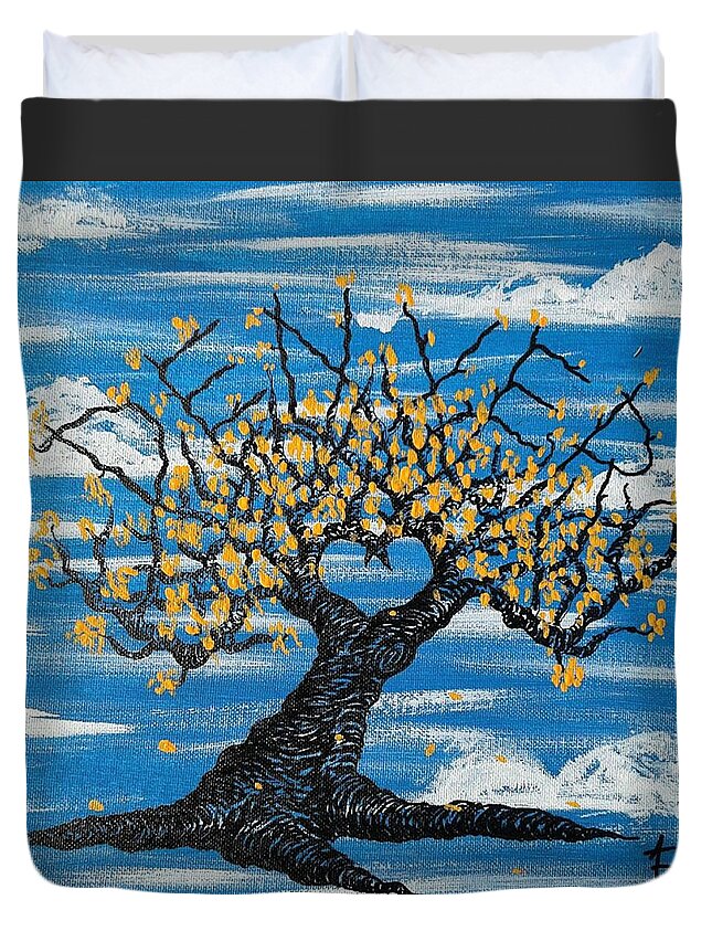 Denver Duvet Cover featuring the drawing Denver Love Tree by Aaron Bombalicki
