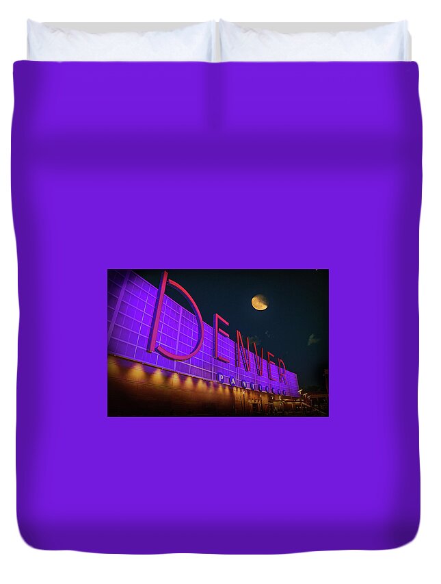 Downtown Denver Duvet Cover featuring the photograph Denver Pavilion at Night by Kristal Kraft
