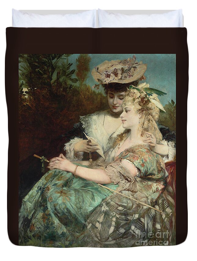 Liebesbrief Duvet Cover featuring the painting Der Liebesbrief, 1875 by Hans Makart