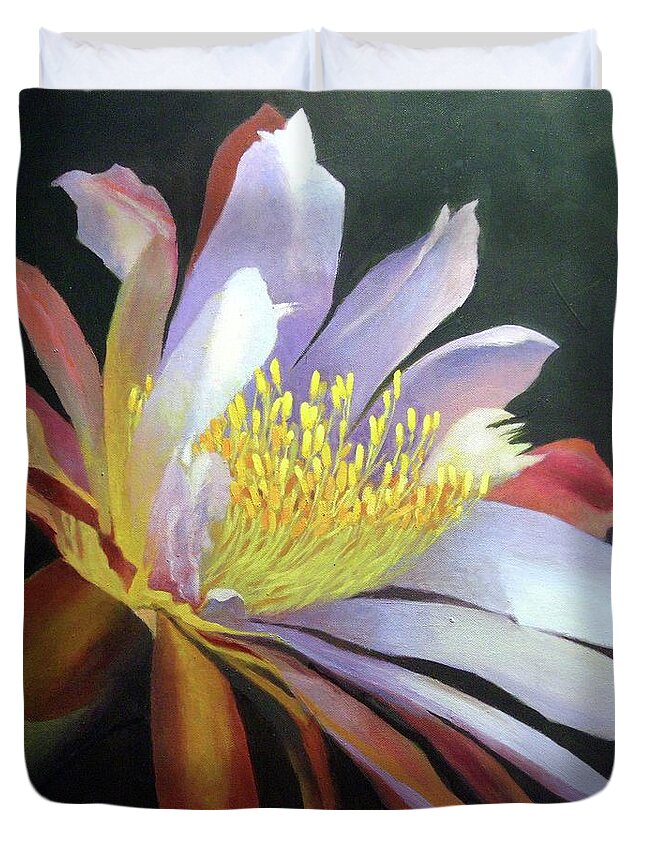  Duvet Cover featuring the painting Desert Cactus Flower by Jessica Anne Thomas