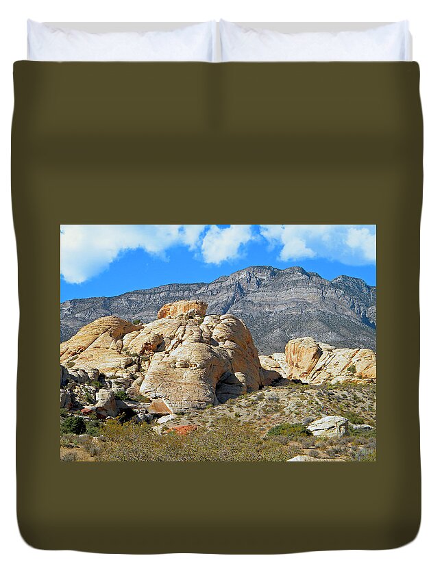 Frank Wilson Duvet Cover featuring the photograph Desert Hikers by Frank Wilson