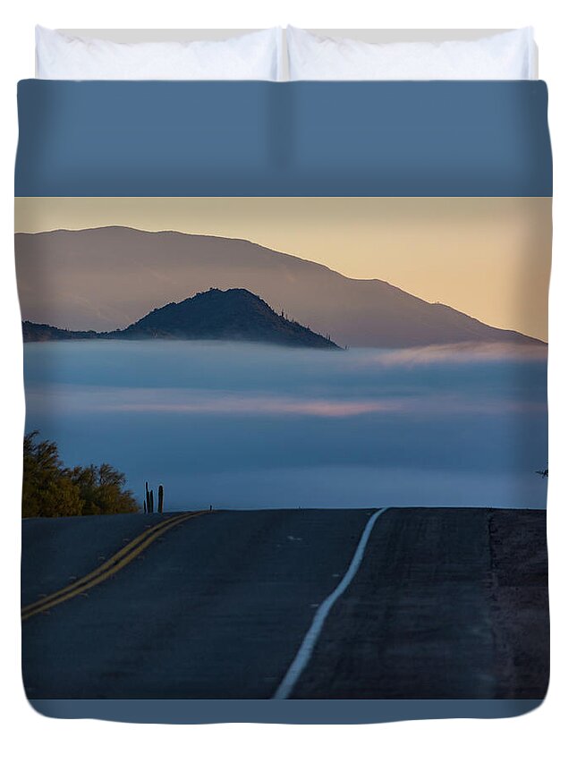Desert Duvet Cover featuring the photograph Desert Inversion Highway by Douglas Killourie