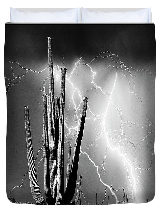 Lightning Duvet Cover featuring the photograph Desert Lightning by Dominic Piperata