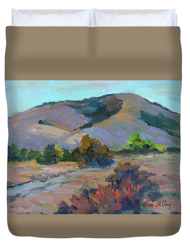 Desert Duvet Cover featuring the painting Desert Mountains by Diane McClary