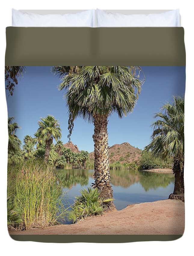 Desert Duvet Cover featuring the photograph Desert Oasis by Darrell Foster