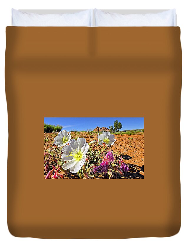 Nature Duvet Cover featuring the digital art Desert Primrose 4 by William Horden