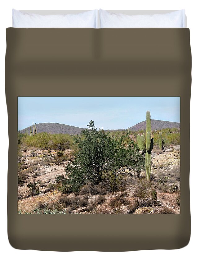 Saguaro Duvet Cover featuring the photograph Desert Scrub by Gordon Beck