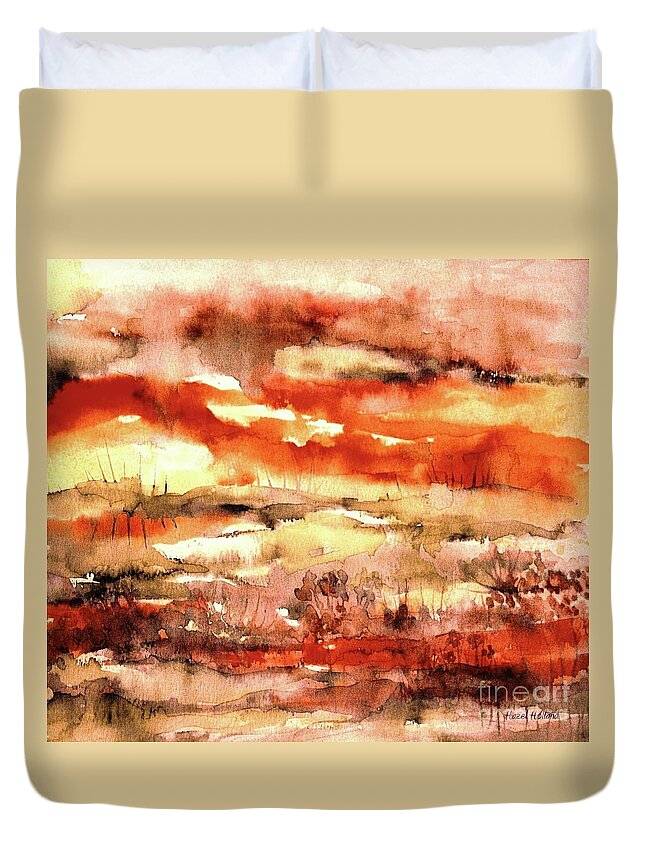 Desert Duvet Cover featuring the painting Desert Sunset by Hazel Holland